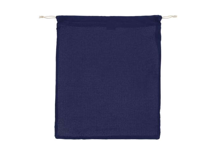 Pochon filet coloré publicitaire en coton 140g 40x45cm Bleu foncé